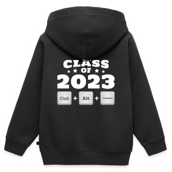 Klasse von 2023 | Abschluss - Kinder Premium Organic Zip Hoodie - Schwarz - Hinten - AI Model Kid Male (0cm)