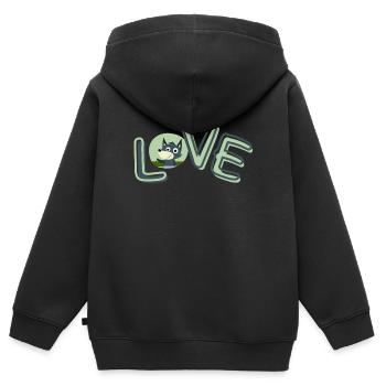 love - Kinder Premium Organic Zip Hoodie - Schwarz - Hinten - AI Model Kid Male (0cm)