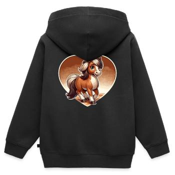 Pferd mit Herz in Comicstyle - Kinder Premium Organic Zip Hoodie - Schwarz - Hinten - AI Model Kid Male (0cm)