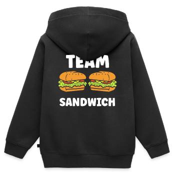 Humour sandwich - Sweat Premium à capuche zippé enfant bio - noir - Dos - AI Model Kid Male (0cm)
