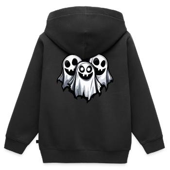 Geister Halloween Gespenst - Kinder Premium Organic Zip Hoodie - Schwarz - Hinten - AI Model Kid Male (0cm)