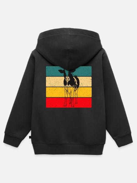 Kuh - Kinder Premium Organic Zip Hoodie - Schwarz