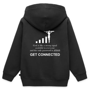 Prêtre catholique | Drôle de cadeau | - Sweat Premium à capuche zippé enfant bio - noir - Dos - AI Model Kid Male (0cm)