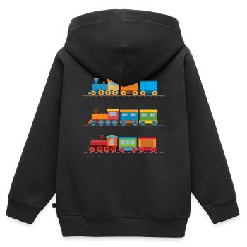 Train - Sweat Premium à capuche zippé enfant bio - noir - Dos - AI Model Kid Male (0cm)