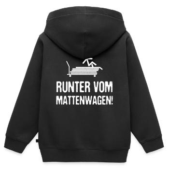 Einschulung Runter Vom Mattenwagen Sportunterricht - Kinder Premium Organic Zip Hoodie - Schwarz - Hinten - AI Model Kid Male (0cm)