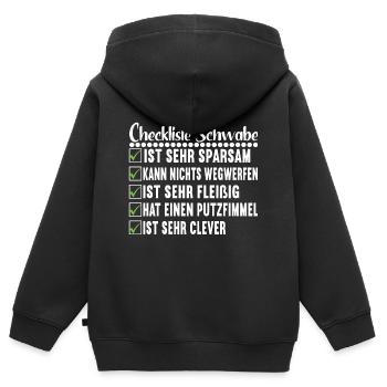 Schwabe Schwäbisch - Kinder Premium Organic Zip Hoodie - Schwarz - Hinten - AI Model Kid Male (0cm)