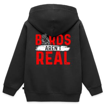 Les oiseaux ne sont pas réels - Sweat Premium à capuche zippé enfant bio - noir - Dos - AI Model Kid Male (0cm)