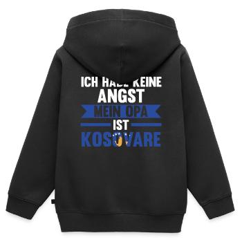 Ich habe keine Angst mein Opa ist Kosovare - Kinder Premium Organic Zip Hoodie - Schwarz - Hinten - AI Model Kid Male (0cm)