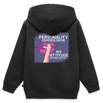 Ma personnalité dépend de mon attitude - Sweat Premium à capuche zippé enfant bio - noir - Dos - AI Model Kid Male (0cm)