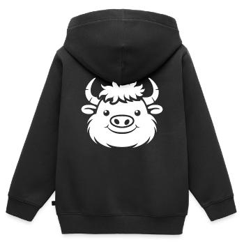 Buffle - Sweat Premium à capuche zippé enfant bio - noir - Dos - AI Model Kid Male (0cm)