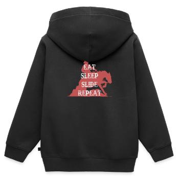 Eat Sleep Slide Repeat Sliding Stop Westernreiten - Kinder Premium Organic Zip Hoodie - Schwarz - Hinten - AI Model Kid Male (0cm)