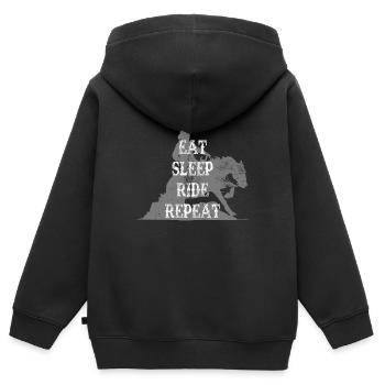 Eat Sleep Ride Repeat Sliding Stop Westernreiten - Kinder Premium Organic Zip Hoodie - Schwarz - Hinten - AI Model Kid Male (0cm)