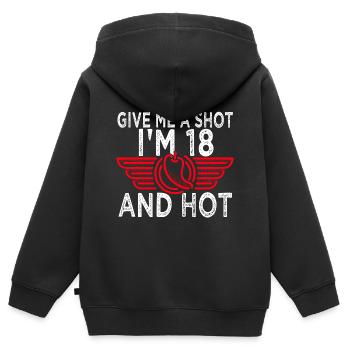 18 anniversaire Dix-huit 18 ans de cadeau - Sweat Premium à capuche zippé enfant bio - noir - Dos - AI Model Kid Male (0cm)