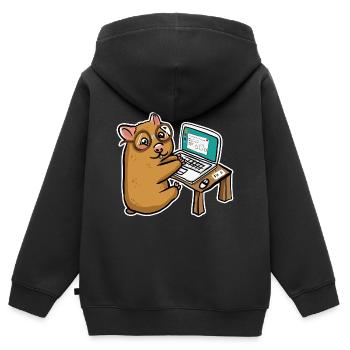 Hamster Geek - Kinder Premium Organic Zip Hoodie - Schwarz - Hinten - AI Model Kid Male (0cm)