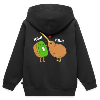 kiwi-oiseau kiwi - Sweat Premium à capuche zippé enfant bio - noir - Dos - AI Model Kid Male (0cm)