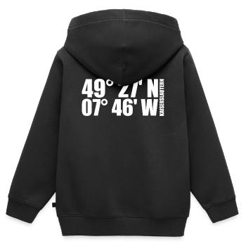 Kaiserslautern Koordinaten - Kinder Premium Organic Zip Hoodie - Schwarz - Hinten - AI Model Kid Male (0cm)