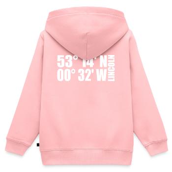 Lincoln Koordinaten - Kinder Premium Organic Zip Hoodie - Rosa - Hinten - AI Model Kid Female (0cm)