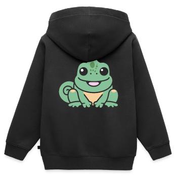 caméléon - Sweat Premium à capuche zippé enfant bio - noir - Dos - AI Model Kid Male (0cm)
