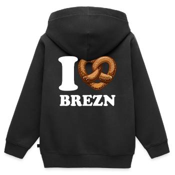 I Love Brezn - Herz - Brezel - Kinder Premium Organic Zip Hoodie - Schwarz - Hinten - AI Model Kid Male (0cm)