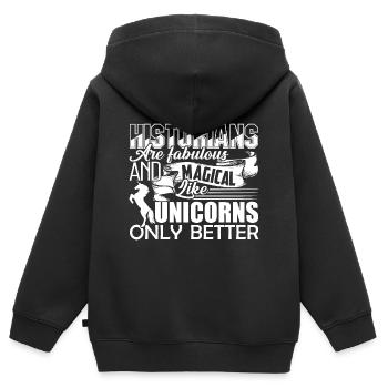 Les historiens historiens sont fabuleux - Sweat Premium à capuche zippé enfant bio - noir - Dos - AI Model Kid Male (0cm)