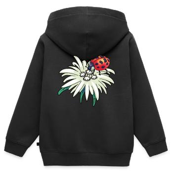 Blume Natur Edelweiß Marienkäfer Alpen Tirol - Kinder Premium Organic Zip Hoodie - Schwarz - Hinten - AI Model Kid Male (0cm)