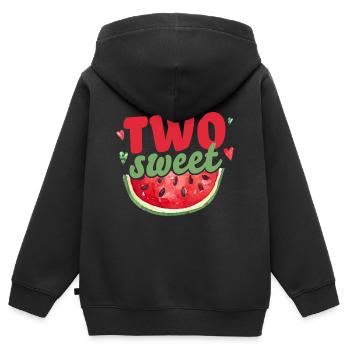 deux Sweet deuxième anniversaire 2 ans cadeau kids - Sweat Premium à capuche zippé enfant bio - noir - Dos - AI Model Kid Male (0cm)