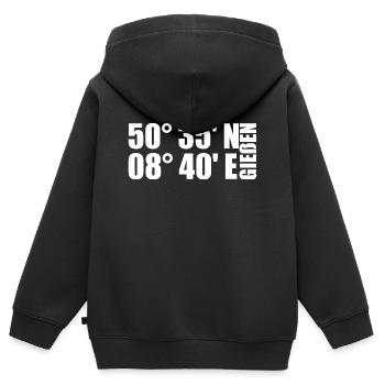 Gießen Koordinaten - Kinder Premium Organic Zip Hoodie - Schwarz - Hinten - AI Model Kid Male (0cm)