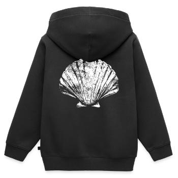 Chemin - Pétoncle - Pèlerinage - Santiago - Sweat Premium à capuche zippé enfant bio - noir - Dos - AI Model Kid Male (0cm)