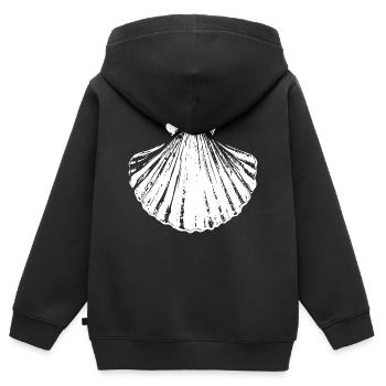 Chemin - Pétoncle - Pèlerinage - Santiago - Sweat Premium à capuche zippé enfant bio - noir - Dos - AI Model Kid Male (0cm)