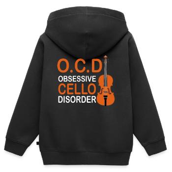 Trouble obsessionnel du violoncelle TOC - Sweat Premium à capuche zippé enfant bio - noir - Dos - AI Model Kid Male (0cm)