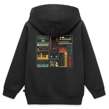Analog Modular Synthesizer Musician Keyboard - Kids Premium Organic Zip-up Hoodie - black - Back - AI Model Kid Male (0cm)
