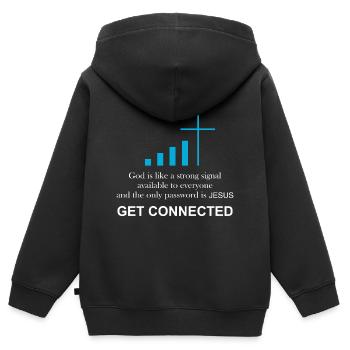Prêtre catholique | Drôle de cadeau | - Sweat Premium à capuche zippé enfant bio - noir - Dos - AI Model Kid Male (0cm)