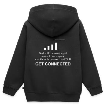 Prêtre catholique | Drôle de cadeau | - Sweat Premium à capuche zippé enfant bio - noir - Dos - AI Model Kid Male (0cm)