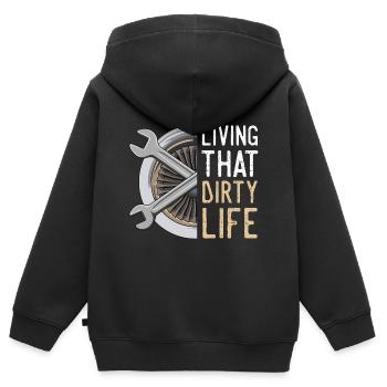 Aviation 3000000000000000 - Sweat Premium à capuche zippé enfant bio - noir - Dos - AI Model Kid Male (0cm)