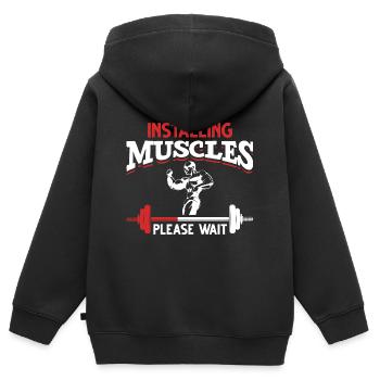 Funny Fitness Gym Workout und Gewichtheber - Kinder Premium Organic Zip Hoodie - Schwarz - Hinten - AI Model Kid Male (0cm)