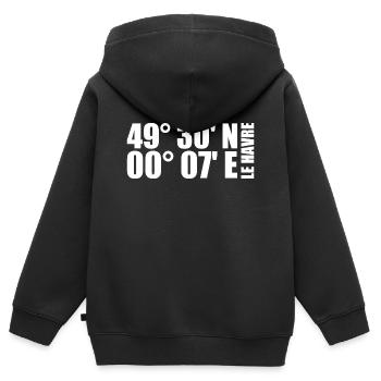 Le Havre Koordinaten - Kinder Premium Organic Zip Hoodie - Schwarz - Hinten - AI Model Kid Male (0cm)