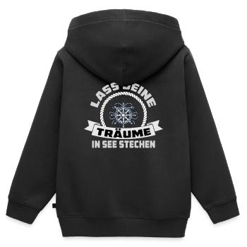 Lass deine Träume in See stechen - Kinder Premium Organic Zip Hoodie - Schwarz - Hinten - AI Model Kid Male (0cm)