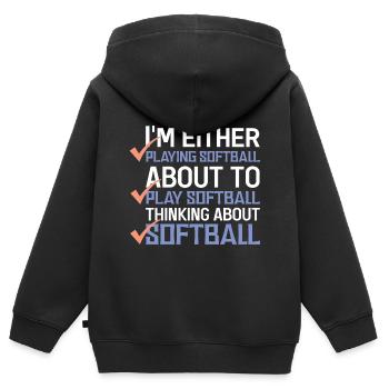 Softball - Sweat Premium à capuche zippé enfant bio - noir - Dos - AI Model Kid Male (0cm)