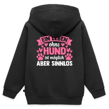 ein Leben ohne Hund ist möglich aber sinnlos - Kinder Premium Organic Zip Hoodie - Schwarz - Hinten - AI Model Kid Male (0cm)