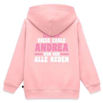 Andrea - Kinder Premium Organic Zip Hoodie - Rosa - Hinten - AI Model Kid Female (0cm)