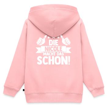 Nicole - Kinder Premium Organic Zip Hoodie - Rosa - Hinten - AI Model Kid Female (0cm)