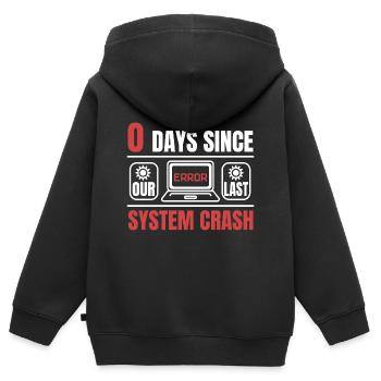 Technical Support 0 Days Since Our Last PC Crash - Kids Premium Organic Zip-up Hoodie - black - Back - AI Model Kid Male (0cm)