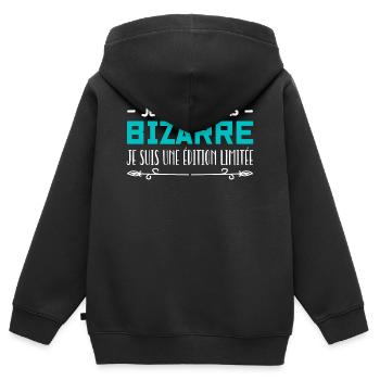 je ne suis pas bizarre je suis en édition limitée - Sweat Premium à capuche zippé enfant bio - noir - Dos - AI Model Kid Male (0cm)
