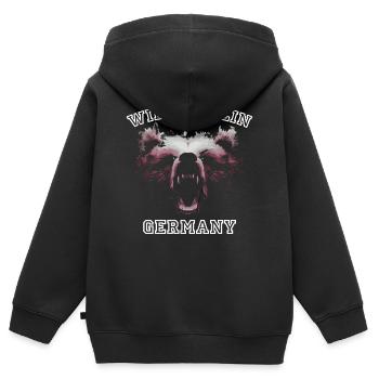 Wild Berlin - Kinder Premium Organic Zip Hoodie - Schwarz - Hinten - AI Model Kid Male (0cm)