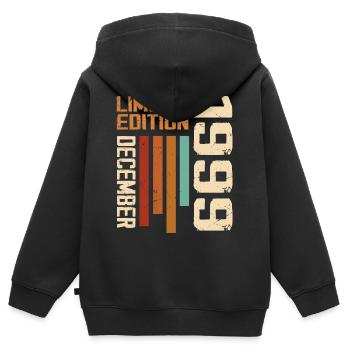 Dezember 1999 - 1999 Dezember - Kinder Premium Organic Zip Hoodie - Schwarz - Hinten - AI Model Kid Male (0cm)