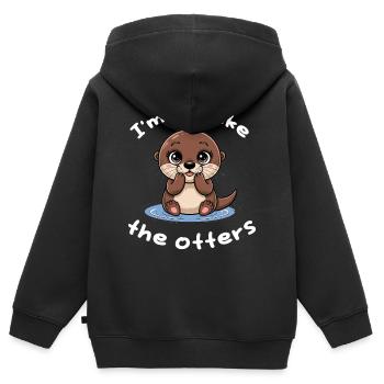 Je ne suis pas comme les loutres - Douce loutre avec jeu de mots - Sweat Premium à capuche zippé enfant bio - noir - Dos - AI Model Kid Male (0cm)