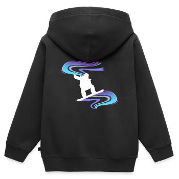 Snowboard Snowboarder Wirbel Weiß - Kinder Premium Organic Zip Hoodie - Schwarz - Hinten - AI Model Kid Male (0cm)