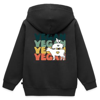 Vegan Veganer Veganerin Hippie - Kinder Premium Organic Zip Hoodie - Schwarz - Hinten - AI Model Kid Male (0cm)