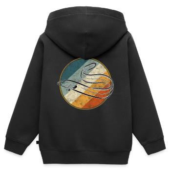 Aal Angeln Retro - Kinder Premium Organic Zip Hoodie - Schwarz - Hinten - AI Model Kid Male (0cm)