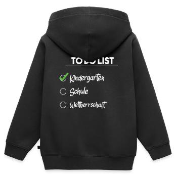To do list - kindergarten schule weltherrschaft - Kinder Premium Organic Zip Hoodie - Schwarz - Hinten - AI Model Kid Male (0cm)
